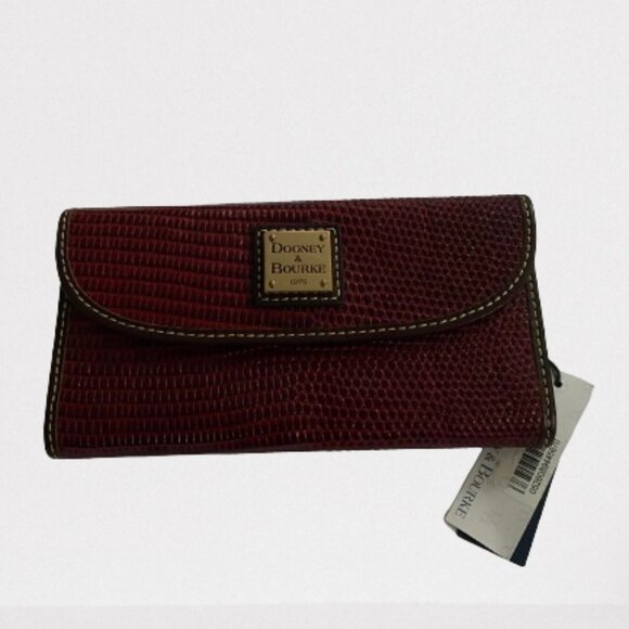 DOONEY & BOURKE ALLIGATOR CROC TRIFOLD HANDHELD PURSE/WALLET - DARK RED - Picture 1 of 2